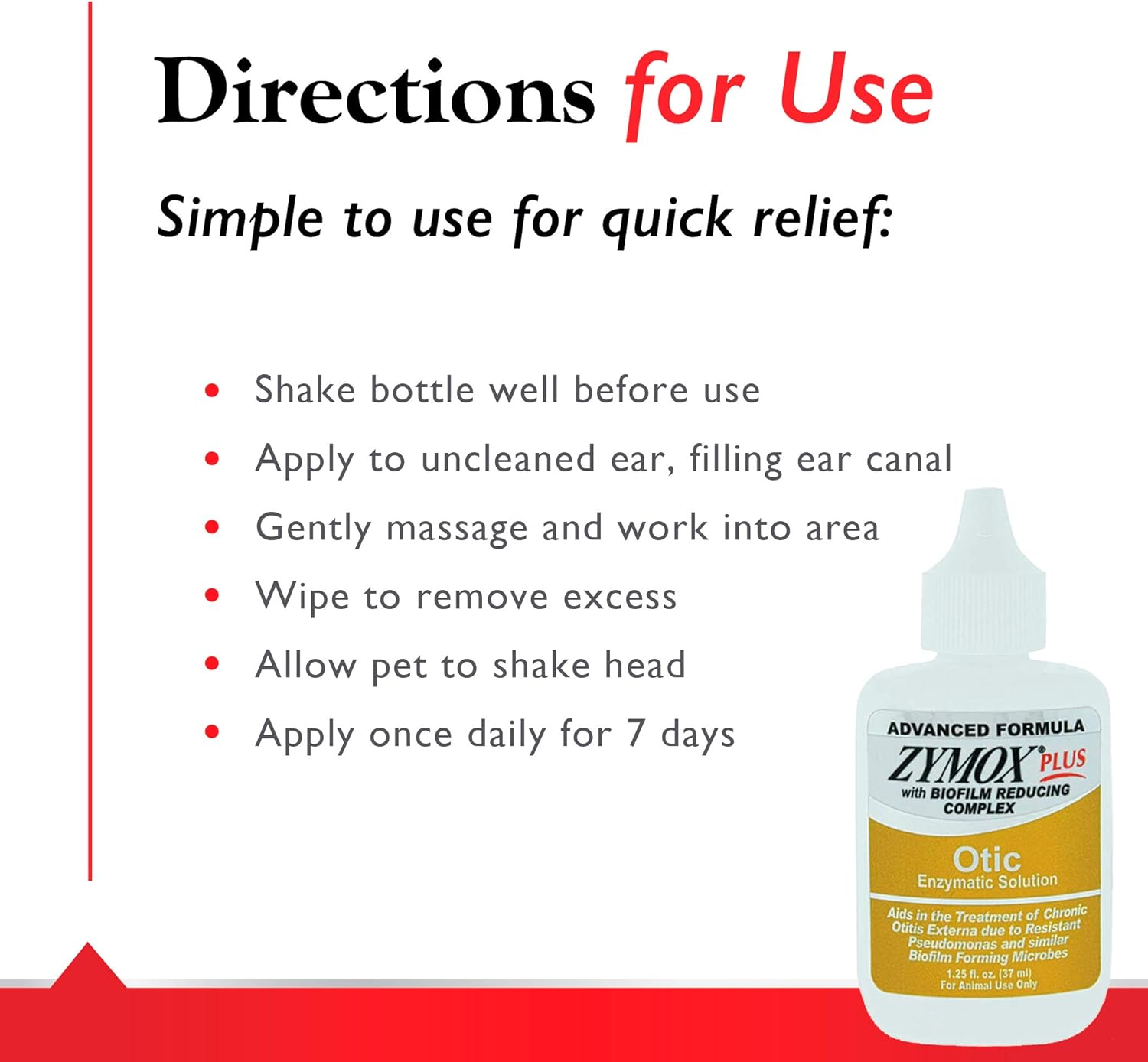 Zymox Advanced Formula Otic Plus Enzymatic Ear Solution for Dogs and Cats without Hydrocortisone, 1.25oz : Pet Supplies
