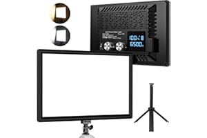 Bonvvie 9" LED Video Light, Dimmable Camera Light with Built-in 5000mAh Li-ion Battery, CRI 97, Type C Ports, 3000-6500K Photo Light for Studio/Outdoor Photography, Vlog,Video Conference, Live Stream