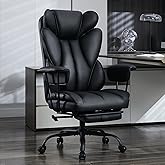 Amseatec Big and Tall Office Chair - Wide Ergonomic Executive Desk Chair with Footrest, High Back Lumbar Support Reclining Ga