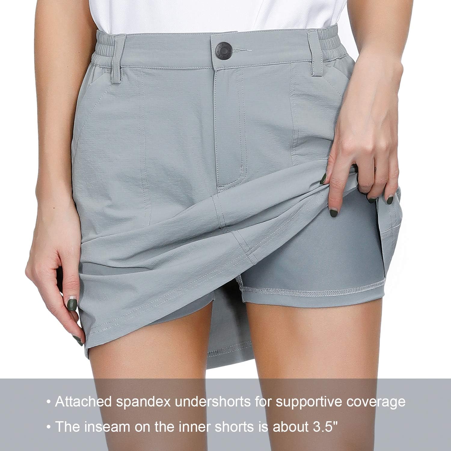 Libin Women's Outdoor Skort Golf Skort Casual Skort Skirt with 4 Zip Pockets UPF 50 Quick Dry Active Hiking: Clothing