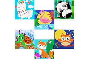 JOAOYO 6 Paint by Numbers for Kids Ages 8-12 DIY Paint Set for Girls Boys Adults Beginner Crafts for Girls Ages 4-8 Acrylic Oil Painting by Number Kits Perfect for Gift Decor 8x8in (Cute)