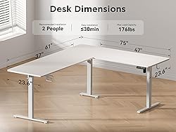 WALKINGDESK 75x61 Inches Reversible L Shaped