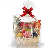 WIKDAY Clear Gift Bags 10 PCS 24x30 Inches Cellophane Wrap for Gift Baskets | with Twist Ties, Large Cello Gift Bags Raffle Baskets Wrapping, Easter, Baby Shower, Wedding, DIY Holiday Gift Packaging