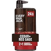 Every Man Jack 2-in-1 Daily Shampoo + Conditioner - Cedar and Red Sage | Nourishing For All Hair Types, Naturally Derived, Cruelty-Free Shampoo and Conditioner Set for Men | 24oz -1 Bottle