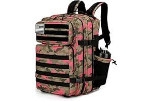 Lovelinks21 25L Tactical Backpack for Men Women Military Backpack Army Assault Pack Molle Backpack Small Bug Out Bag Travel Rucksack Daypack (Pink Camo)