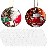 3.5 inch Metal Sublimation Christmas Ornaments,Sublimation Blanks Bulk for Heat Press Printing,DIY Handmade Crafts Double Sided Round Sublimation Ornaments 20pcs