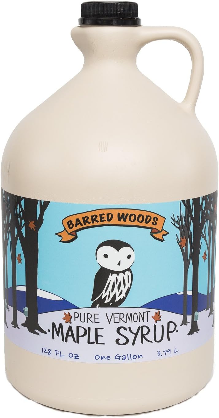 1 Gallon Jug Grade A 100% Pure Vermont Maple Syrup - 128 oz - Amber Rich - Barred Woods Maple