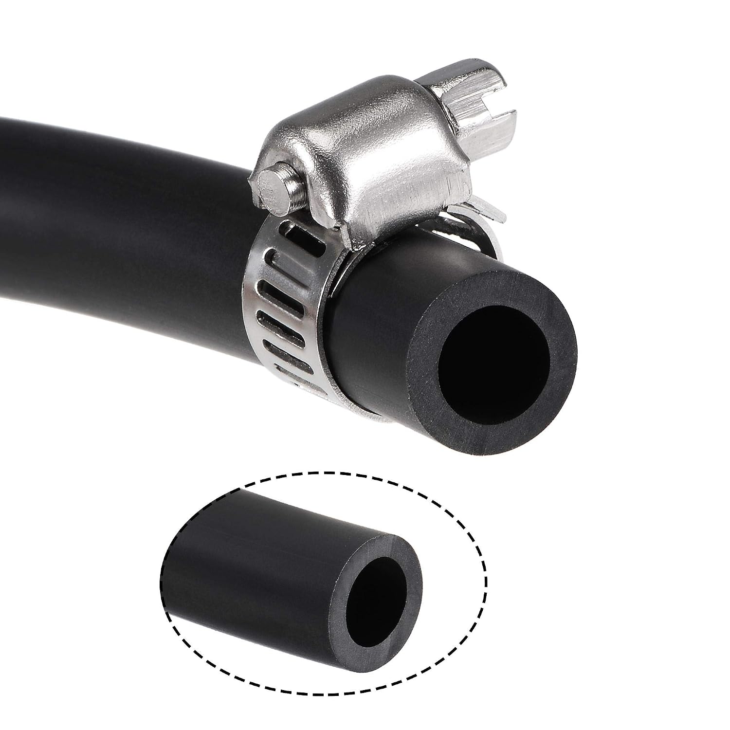 sourcing map Lubricating Oil Hose 8mm ID 14mm OD 3.3ft Rubber Water Hose Black, 2 Clamps, 8mm x 14mm - Image 4