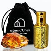 Amber Perfume Oil 12 mL – Warm Amber Vanilla and Spices. Concentrated Attar in Arabian Tola Bottle, Alcohol Free, Long Lasting Oil, Compliment Magnet