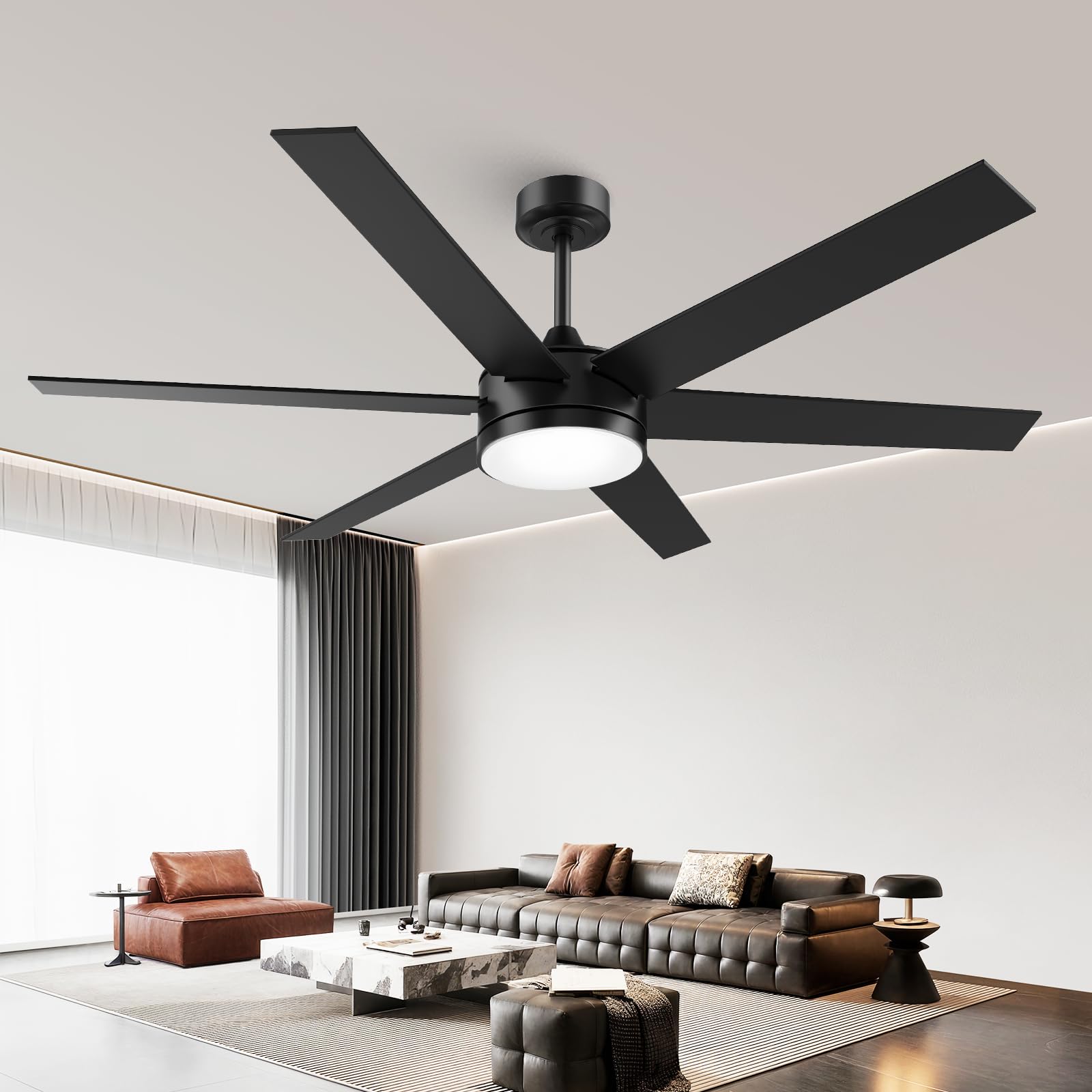 Vaczon 60 Inch Large Ceiling Fans with Lights and
