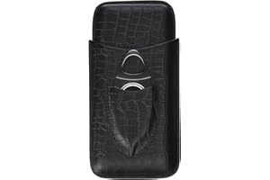 Mantello Cigars Leather Cigar Case - Gifts for Men- Cedar Wood Lined Cigar Holder with Stainless Steel Cutter