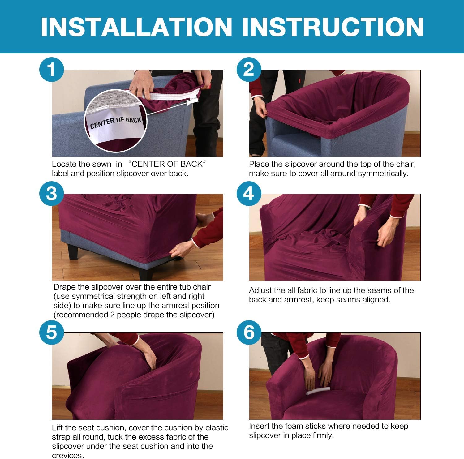 High Stretch Sofa Cover Velvet Tub Chair Cover Skid Resistance Furniture Protector Stretch Fabric Super Soft Couch Slipcover (1 Pack, Burgundy): Kitchen & Dining