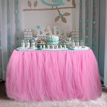 Ourwarm Tutu Table Skirt Tulle Tablecloth Wedding Baby Shower