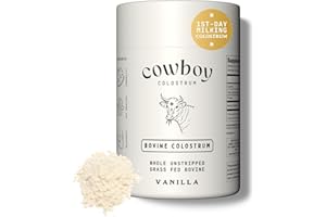 Cowboy Colostrum Powder - Bovine Colostrum Powder for Women & Men - First Day Milking Whole Colostrum - Grass Fed Colostrum Supplement for Gut Health, Immunity, Skin & Hair (Vanilla 40 Servings)
