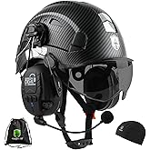 GREEN DEVIL Safety Helmet Hard Hat with Visor and Bluettoth Ear Muffs Vented Work Helmet for Men and Women ANSI Z89.1 Approved Hardhat Ideal for Industrial & Construction