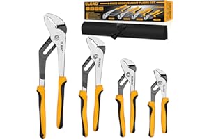 ELEAD 4-Piece Groove Joint Pliers Set, 12/10/8/6 Inch Adjustable Water Pump Pliers with Tool Roll Bag, Tongue and Groove for Home Repair, Gripping, Nuts, Bolts, Pipe & Fittings