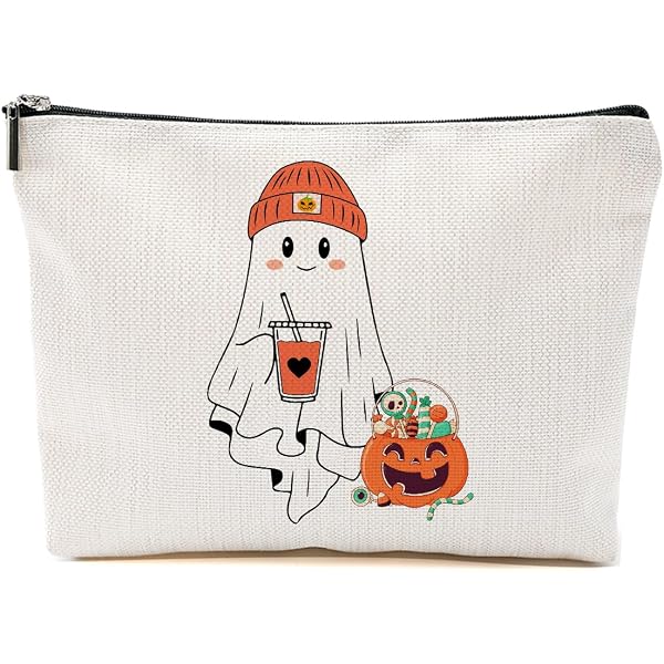 Make-up-Tasche Halloween-Spinnenkürbis – Aus Leinen, 19,1x25,4 Cm, Wasserdicht