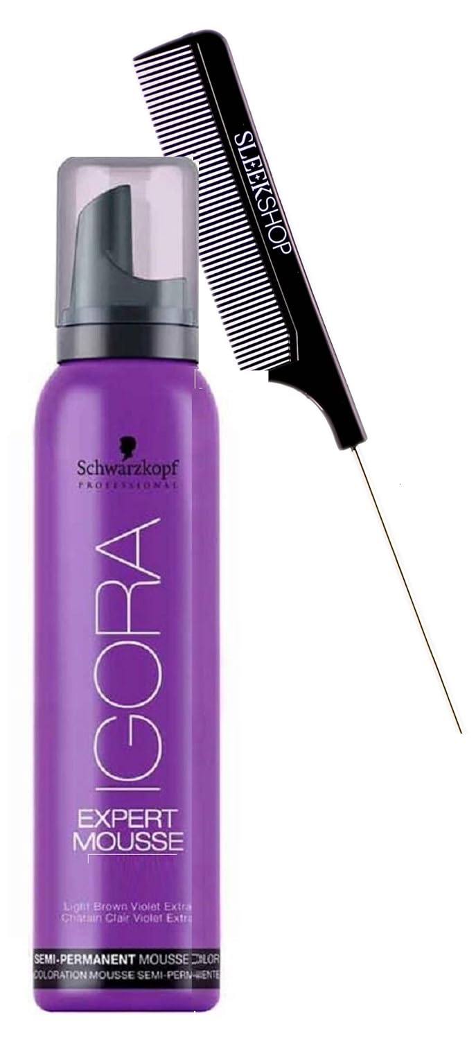 Schwarzköpf IGORA Expert Mousse Semi-Permanent Hair Color Foam Colour Dye (w/Sleek Comb) Last 8 Washes (9.5-4 Beige 3.2 oz)