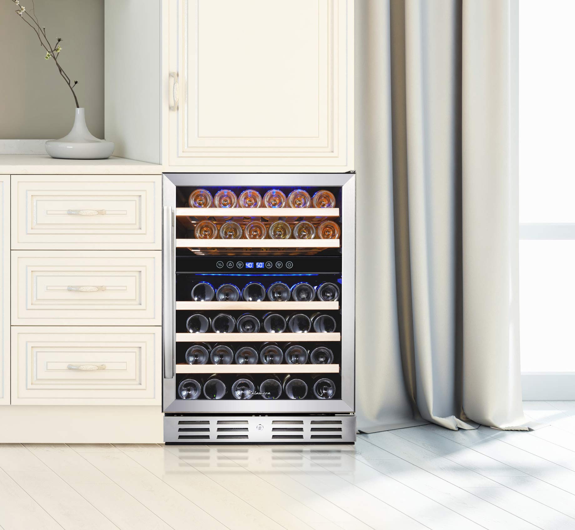 Kalamera 24'' Wine refrigerator 46 Bottle Dual Zone Builtin and