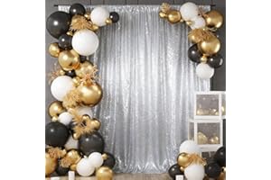 Sequin Backdrop Curtain with Pole Pocket & Ties, Sparkly Party Background for Wedding Reception Hotel Banquet, Ideal for Gath