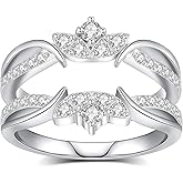 Pcmaciyn Moissanite Ring Enhancer Wedding Bands for Women,D Color VVS1 Doublee Enhancers for Engagement Rings 925 Sterling Silver Plated 18K White Gold Ring for Wife