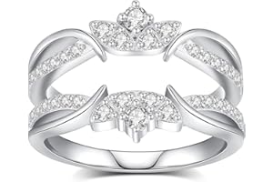 Pcmaciyn Moissanite Ring Enhancer Wedding Bands for Women,D Color VVS1 Doublee Enhancers for Engagement Rings 925 Sterling Silver Plated 18K White Gold Ring for Wife