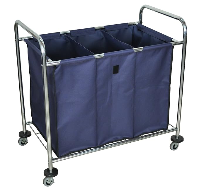 Luxor Rolling Heavy Duty Industrial Laundry Sorter Cart With Triple