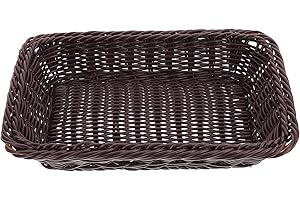 BESTYASH Black Oval Woven Bread Basket 11.8 X 7.9 X 2.8 Inch Deep Brown Serving Basket for Kitchen Table