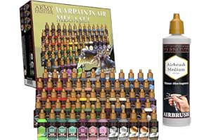The Army Painter - Warpaints Airbrush Mega Paint Set Combo- Non-Toxic Water Based Acrylic Airbrush Paint Set, Flow Improver and Airbrush Medium for Miniature Wargaming