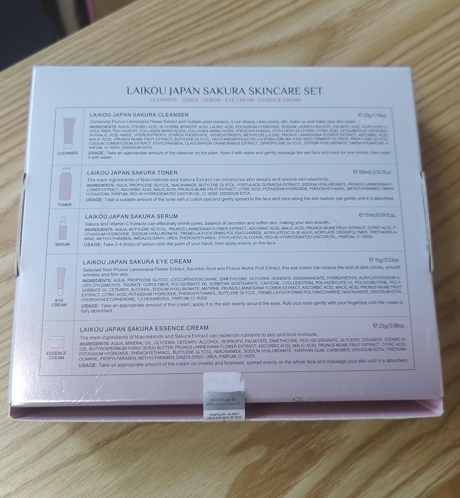 Sakura Skincare Kit for Teenage Girls Women, 5Pcs Skin Care Travel Present Set with Cleanser, Toner, Serum, Eye Cream, Face Cream