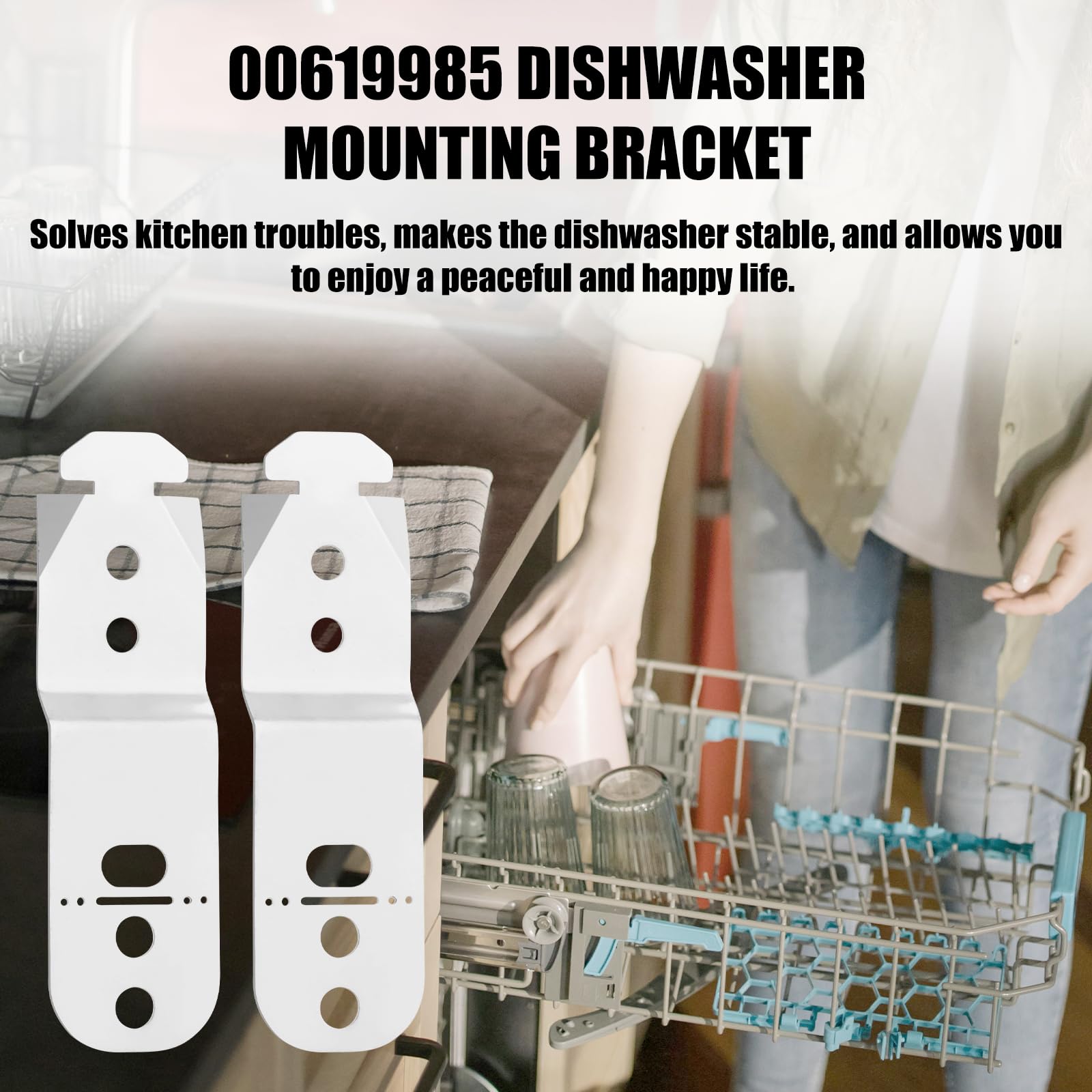 2pcs Dishwasher Mounting Bracket, 00619985 Stainless Steel Under Counter Dishwasher Mount Clips Parts Compatible with Thermador Gagenau & Most Top Brand Dishwashers