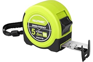 HAUTMEC Tape Measure 16ft with Dual Scale Metric and Imperial 1/8 Fractions Measuring Tape Compact Economical for Home DIY Renovations Crafting Quick Fixes HT0314-TM