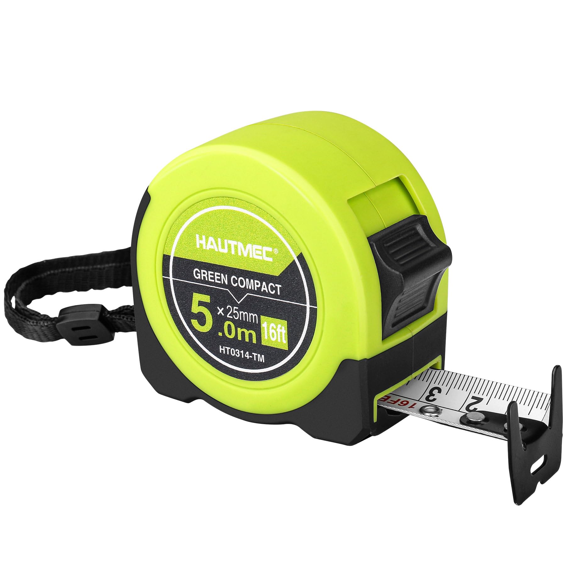 HAUTMEC Tape Measure 5m/16ft with Dual Scale Metric and Imperial 1/8 Fractions Measuring Tape Compact Economical for Home DIY Renovations Crafting Quick Fixes HT0314-TM