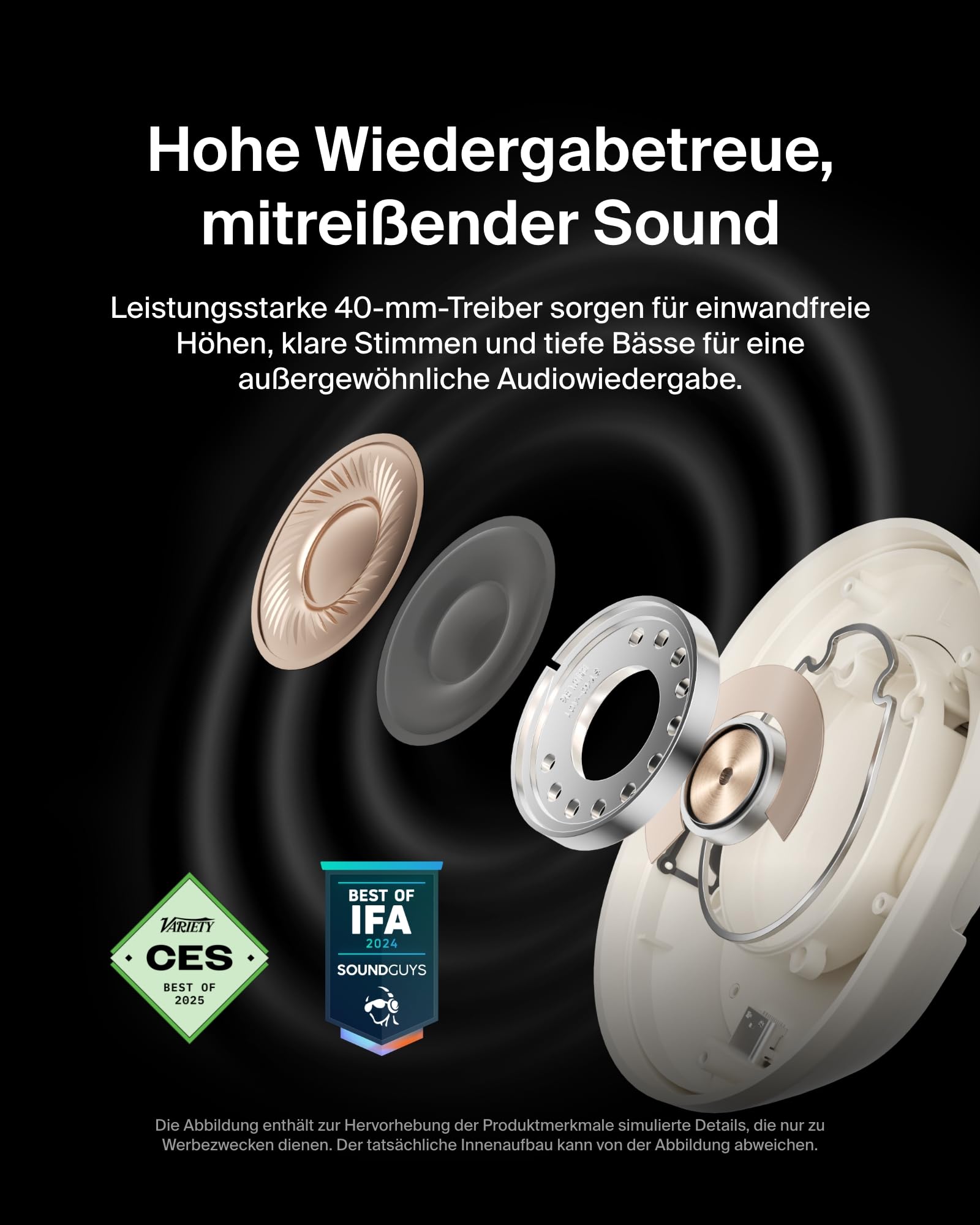 Belkin SoundForm Isolate Noise Cancelling Kopfhörer kabellos Bluetooth Kopfhörer, Headset mit Mikrofon, Over-Ear-Kopfhörer mit 60 Stunden Wiedergabe, tiefer Bass, CloudCushion Hörmuscheln – Sandfarben 2