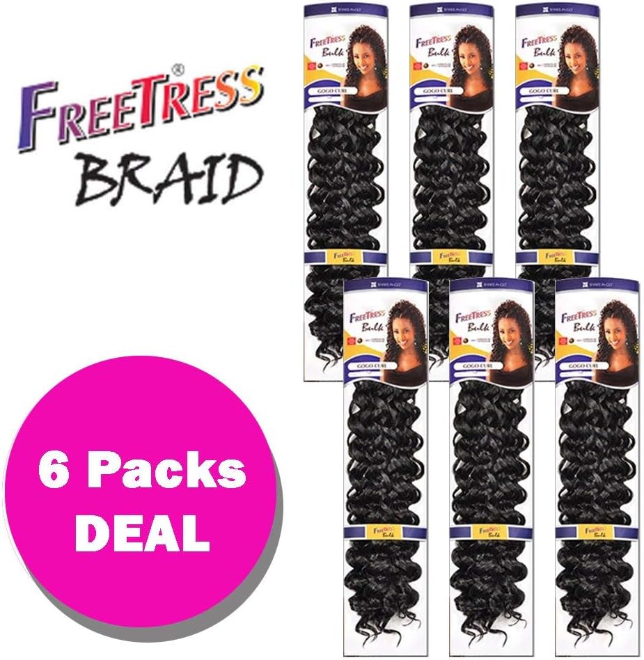 Freetress Synthetic Crochet Bulk Baid Hair - GOGO CURL 26" (6-Pack, 4)