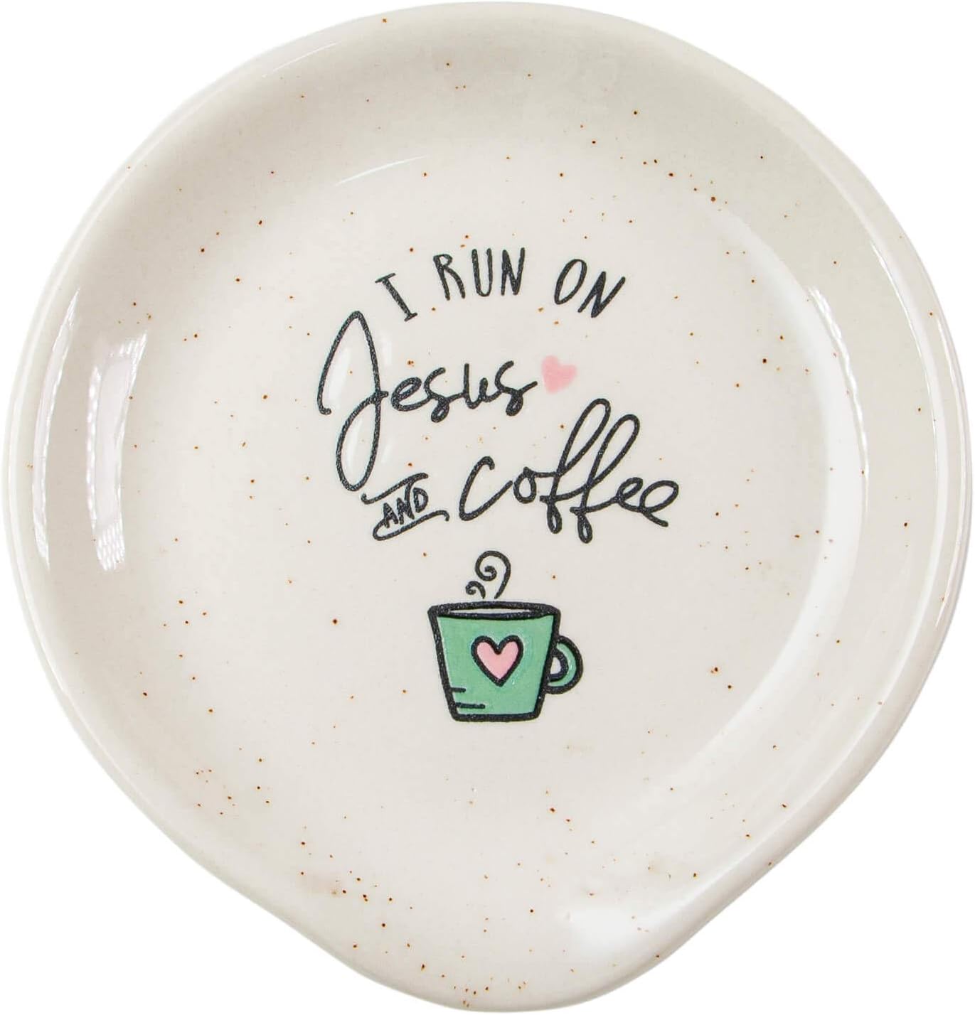 VILIGHT Coffee Spoon Rest - Gift for Women Men - Coffee Station Décor Coffee Bar Accessories - I Run On Coffee