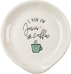 VILIGHT Coffee Spoon Rest - Gift for Women Men - Coffee Station Décor Coffee Bar Accessories - I Run On Coffee