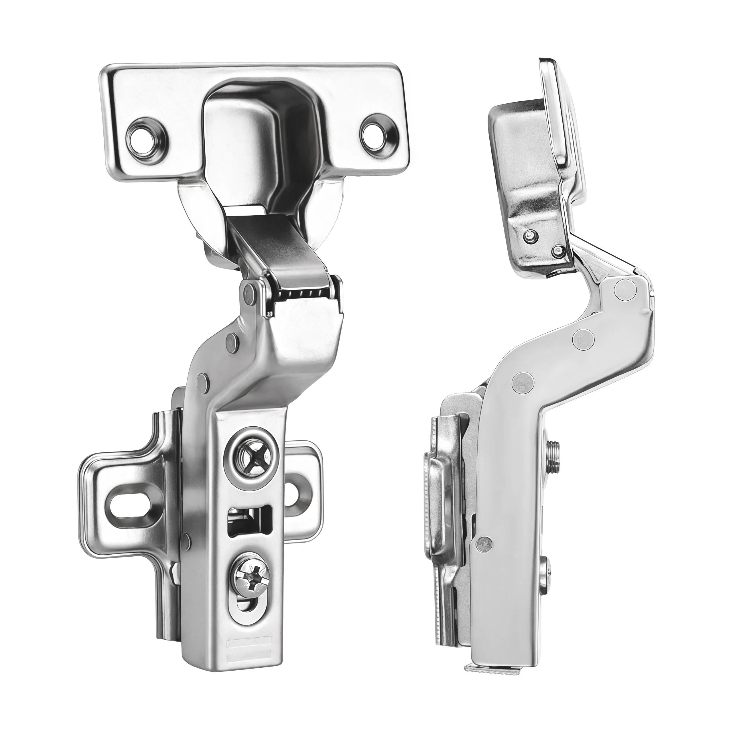 Luokim 4 Pack 2 Pairs Frameless Soft Close Inset Cabinet Hinges, European Hinges for Cabinets, Concealed Kitchen Cabinet Hinges Adjustable 35mm Cup Two-Hole Square Mounting Plate Nickel Plated Finish
