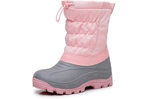 Apakowa Boys Girls Winter Snow Boots – Waterproof Insulated Cold Weather Boots with Side Zipper, Drawstring Closure & Anti-Slip Sole