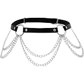 Emo Punk Grunge Goth Black Leather Waist Chain Belt, Goth Punk Accessories | zinc alloy & Faux PU leather, Gothic Emo Punk Grunge Accessories, Costume Halloween Jewelry