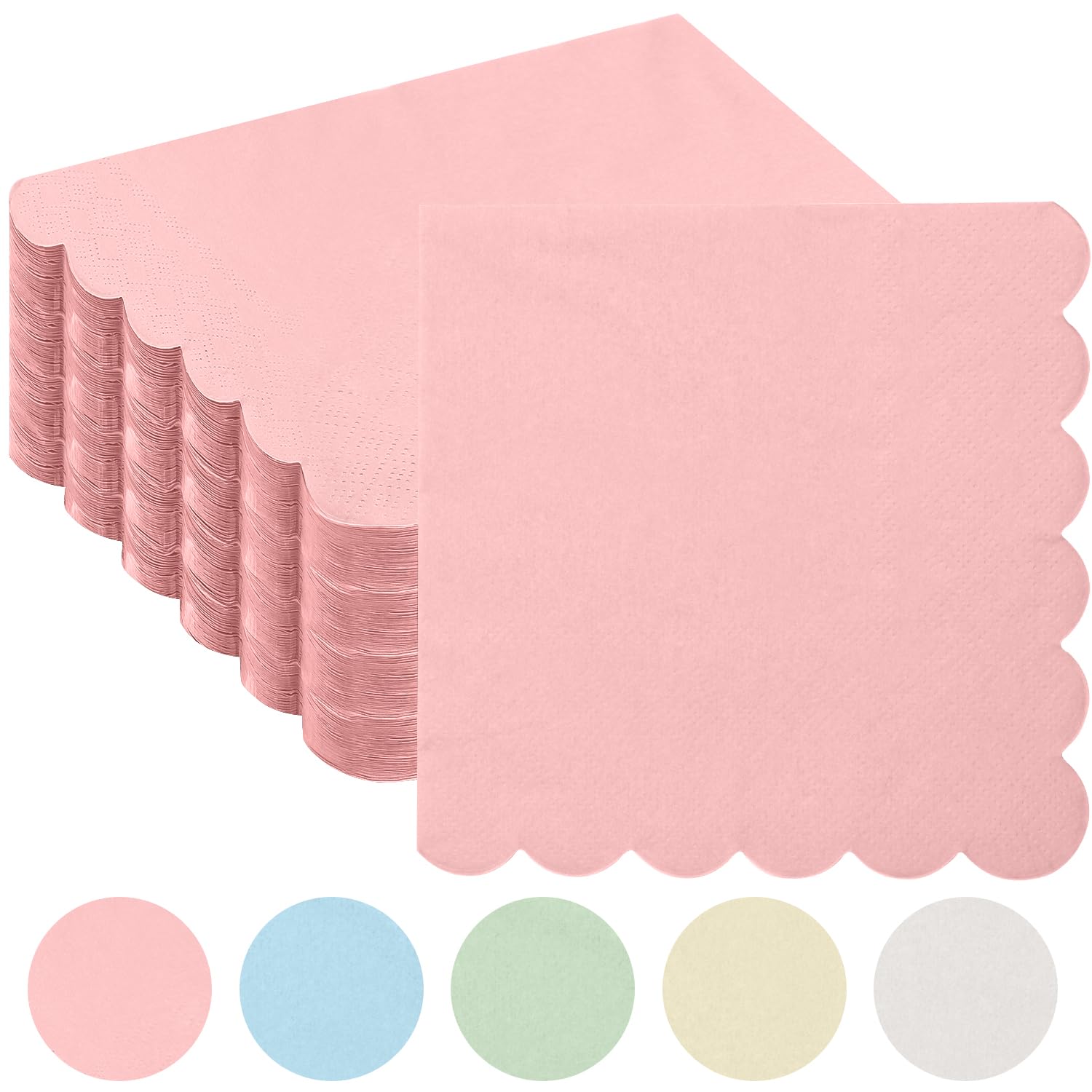Photo 1 of 100 Count Cocktail Napkins, Disposable Beverage Napkins, 2-Ply Folded 4.7in Dessert Paper Napkins for Bar, Party, Wedding, Birthday, Dinner, Lunch, Reception, Restaurant and Everyday Use, Pink
