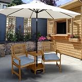 Monster Shop Wooden Companion Love Seat Garden Set 2 Cushions Acacia view 2