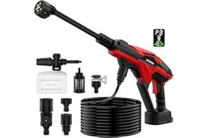 Cordless Pressure Washer for Milwaukee 18V Battery, 800 PSI Portable Handheld Power Washer with Brushless Motor, 6-in-1 Nozzl