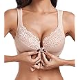HACI Women's Front Closure Bra Underwire Unpadded Plus Size Full Coverage T-Shirt