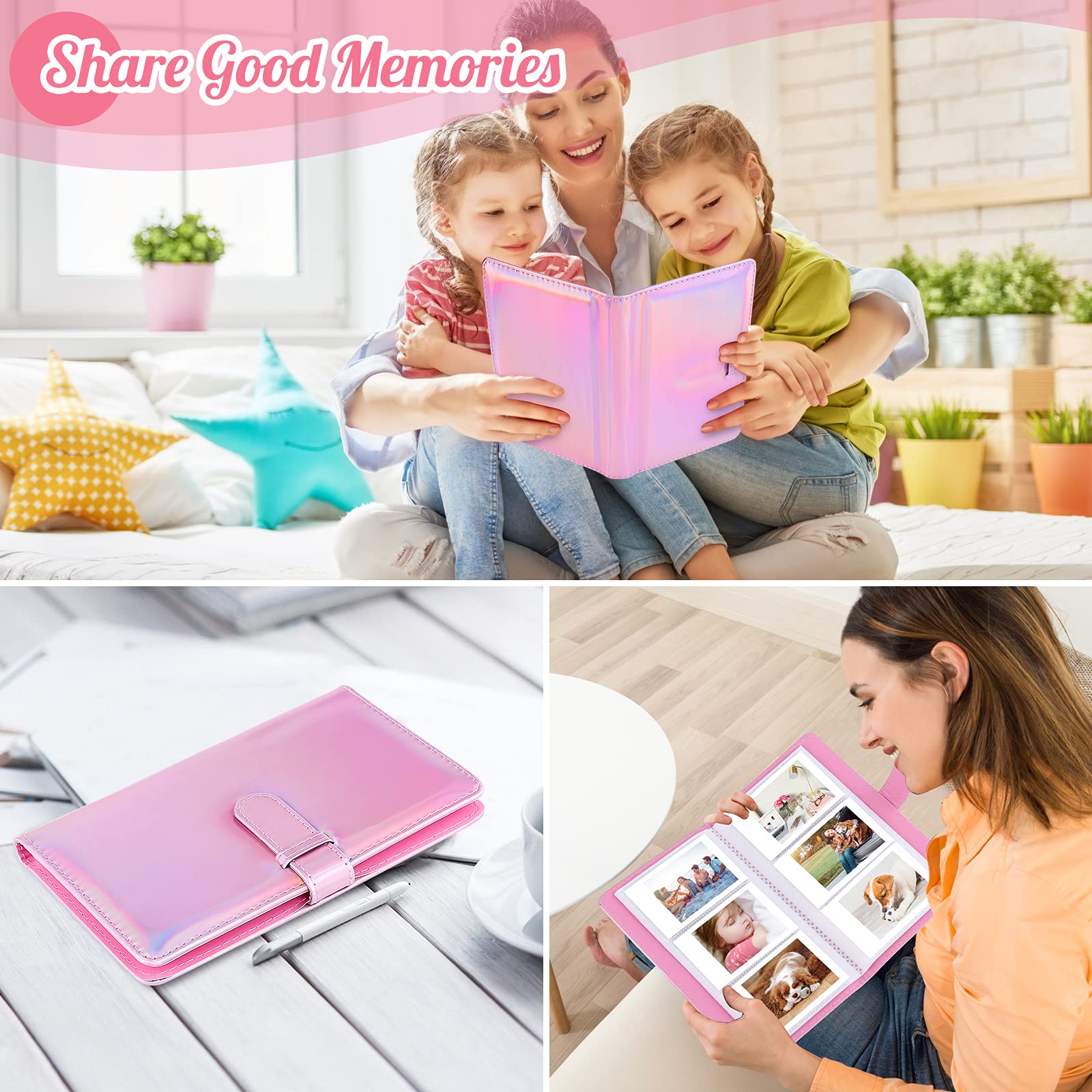 Ablus 96 Pockets Photo Album for Fujifilm Instax Mini 11 90 70 9 8+ 8 LiPlay Instant Camera, Polaroid Snap SnapTouch PIC-300 Z2300 Instant Camera & Zip Instant Printer(Magic pink)