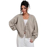 QIANXIZHAN Women's Chunky Cardigan Sweaters, V-Neck Knit Button Cropped Sweater Fall Fashion 2026