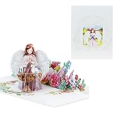 3D Angel Pop-Up Card – Praying Angel with Dove & Flowers | Handmade Religious Greeting Card for Sympathy, Baptism, First Communion, Get Well, Easter, Enc, X44