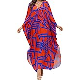 OHOXOE Women's Kaftan Dress 2025 V-Neck Beach Cover Up for Swimsuit, Lightweight Mumu Loungewear & Home Caftan Dress