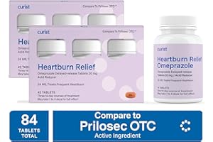 Curist Omeprazole 20mg Tablets Bulk Pack - 84Count Delayed-Release Tablets - Acid Reflux Medicine for Heartburn Relief (2 Pack of 42 Tablets - 84 Total)