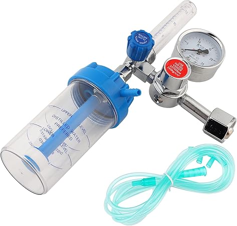 Oxygen Inhalator Meter, Household Oxygen Inhalers, 0-10L/Min Buoy Type Oxygen Pressure Regulator Portable Oxygen Pressure Gauge for Scientific Research Institutions G5/8 BSPP